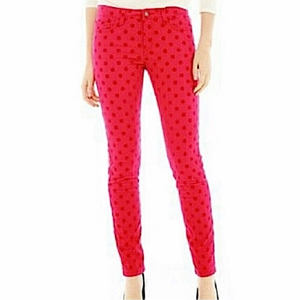 Joe Fresh Pink Raised Polka Dot Skinny pants 12